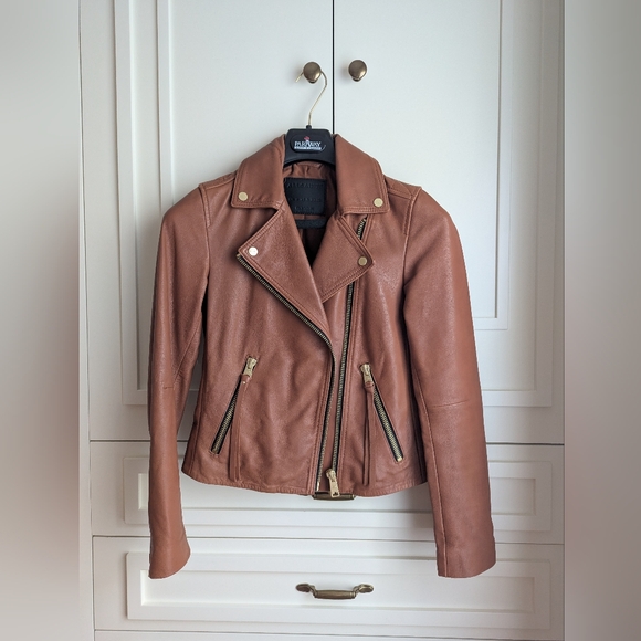 All Saints Dalby Leather Jacket Cognac Brown - Picture 7 of 7